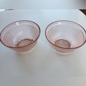 Vtg Pink Depression Glass Small Ribbed Bowls | Set of 2 | Vertical Rib Pattern